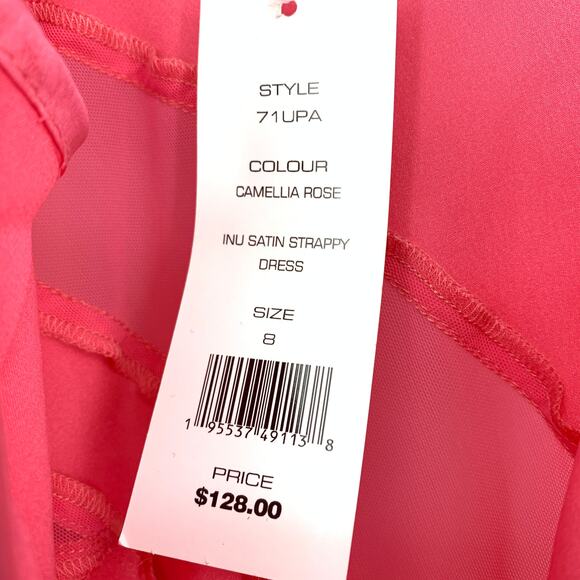 French Connection Slip Dress Women's Size 8 Satin Strappy Camelia Rose Pink NEW - Picture 5 of 7
